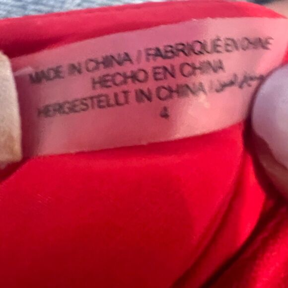 Alice + Olivia Adley Drop Waist Midi Dress Bright Ruby Red Women’s Size US 4 (S) - Picture 2 of 14